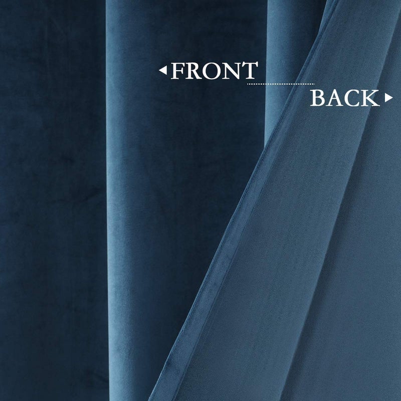 SPXTEX Blue Velvet Curtains 108 Inches Long - Super Soft Thermal Grommet Window Treatment for Bedroom, Light Blocking, 2 Panels, Stoneblue - Image 4